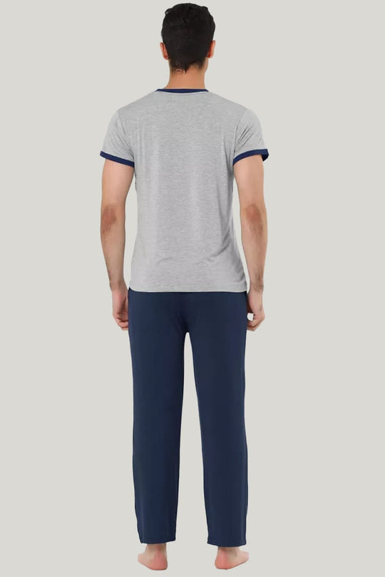 Men'S V-Neck Short-Sleeved PJ Tops, Bamboo Fiber Pajamas Set