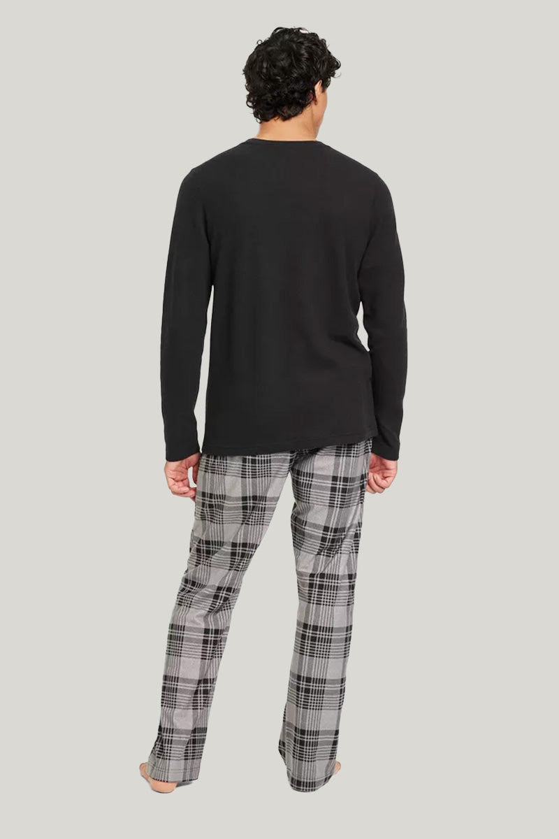 Men'S Long-Sleeved Trousers Pajamas With Drawstrings, Comfortable And Breathable Men'S Bamboo Fiber Sleepwear Set