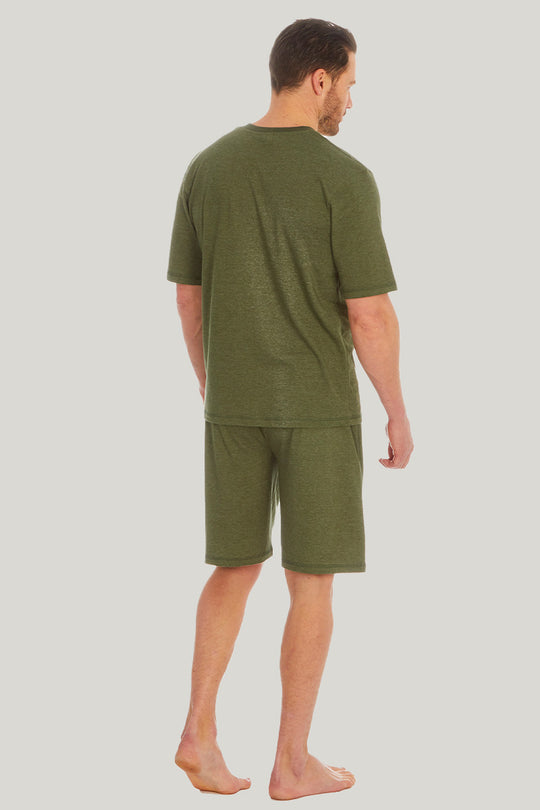 Men'S Pure Cotton V-Neck Home Clothes Set, Comfortable And Breathable Short-Sleeved Shorts Sleepwear Set