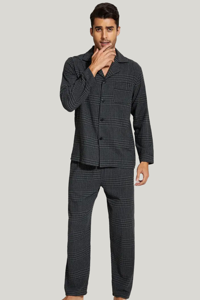 Classic Men'S Plaid Pajamas Set, Thickened Men'S Sleepwear Set