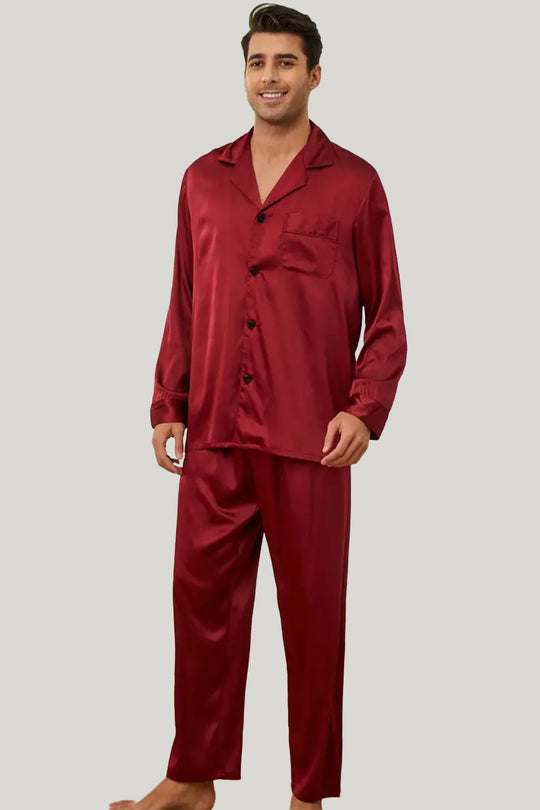 Men'S Mulberry Silk Pajamas, Natural Antibacterial Men'S Sleepwear Set