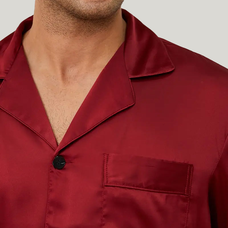 Men'S Mulberry Silk Pajamas, Natural Antibacterial Men'S Sleepwear Set