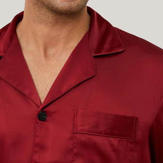 Men'S Mulberry Silk Pajamas, Natural Antibacterial Men'S Sleepwear Set