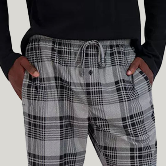 Men'S Long-Sleeved Trousers Pajamas With Drawstrings, Comfortable And Breathable Men'S Bamboo Fiber Sleepwear Set