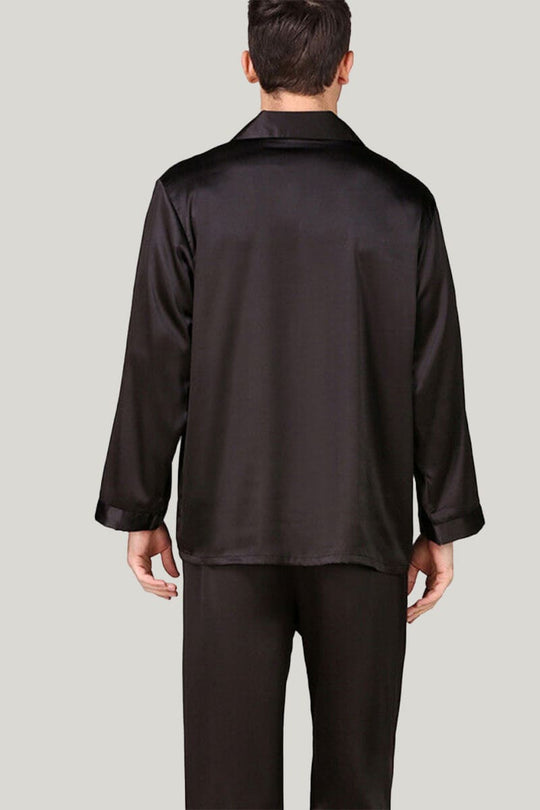 Classic Men'S Solid PJ Tops, Silky Satin Men's Sleep Shirts