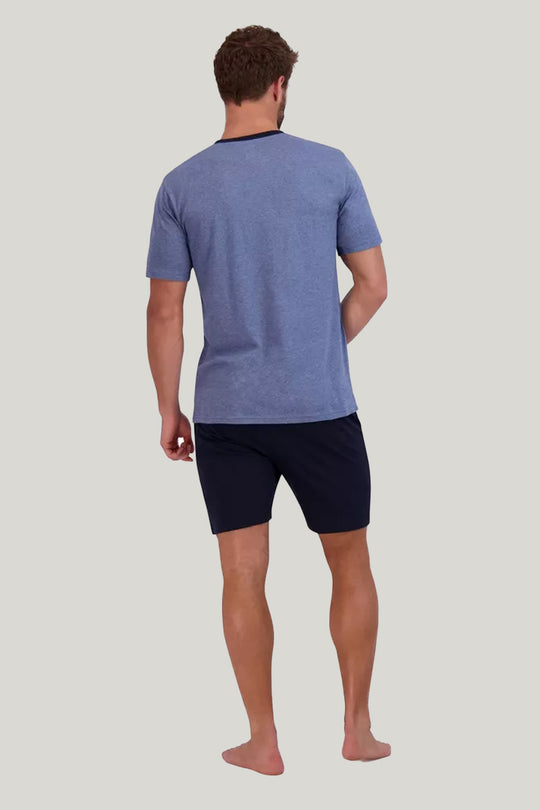 Men'S Short-Sleeved Shorts Pajamas Set, Sleepwear Set Pajamas With Drawstrings