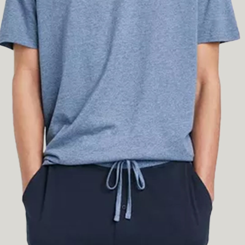 Men'S Short-Sleeved Shorts Pajamas Set, Sleepwear Set Pajamas With Drawstrings