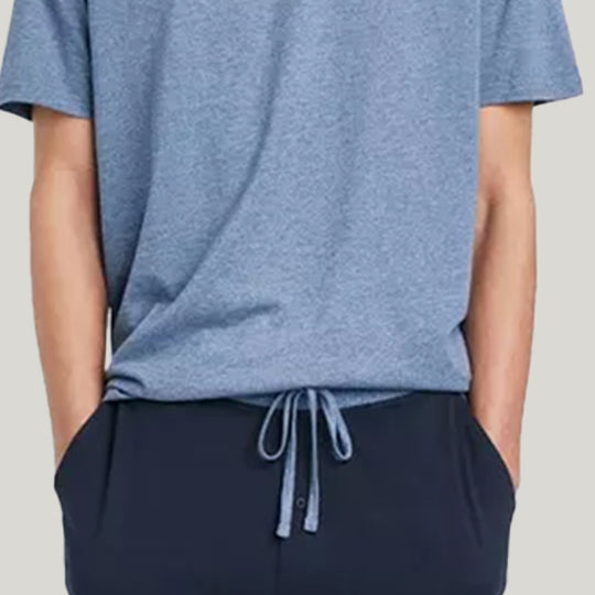 Men'S Short-Sleeved Shorts Pajamas Set, Sleepwear Set Pajamas With Drawstrings