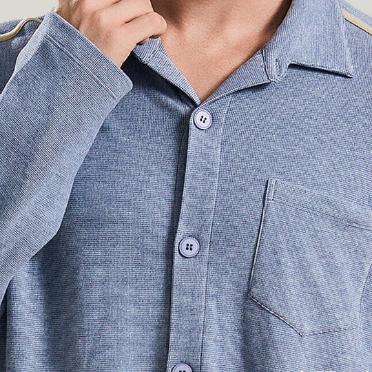 Soft And Comfortable Men'S Long-Sleeved PJ Tops, Thickened Men'S Bamboo Fiber Pajamas With Pockets