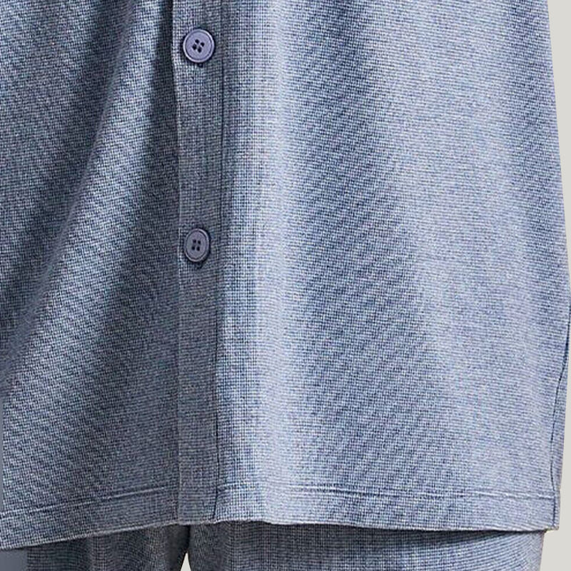 Soft And Comfortable Men'S Long-Sleeved PJ Tops, Thickened Men'S Bamboo Fiber Pajamas With Pockets