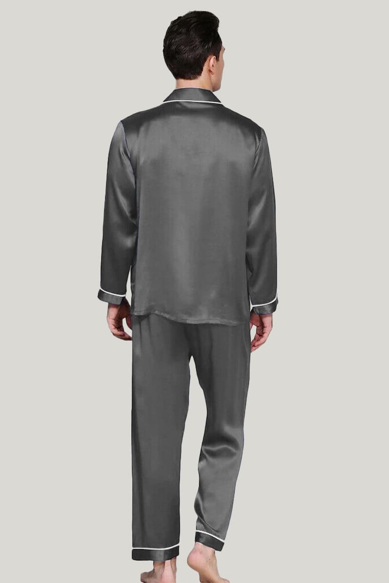 Classic Men'S Solid PJ Tops With Pockets On The Welt, Silky Satin Satin Men's Nightshirts