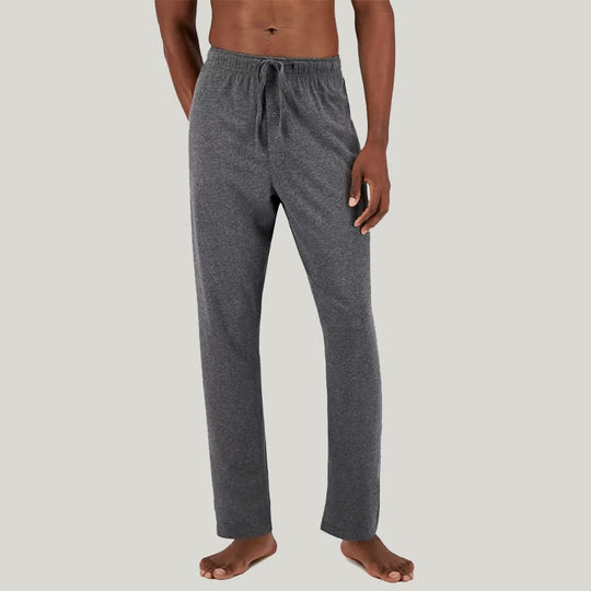 Men's Piped Pajama Sets Linen Gray Long Sleeves Long Trousers