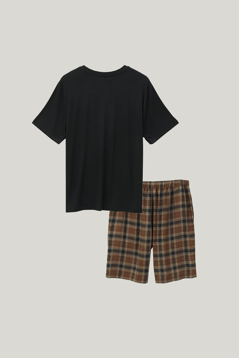 Men's Short Sleeved Shorts And Pajama Set-2311290232