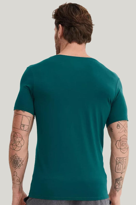 Round-Neck Short-Sleeved Men's Pajama Shirts, Bamboo Fiber Pajamas Tops