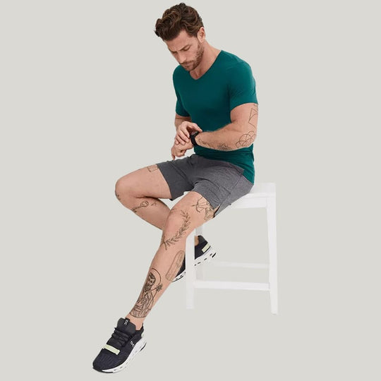 Round-Neck Short-Sleeved Men's Pajama Shirts, Bamboo Fiber Pajamas Tops