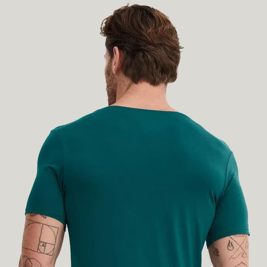 Round-Neck Short-Sleeved Men's Pajama Shirts, Bamboo Fiber Pajamas Tops