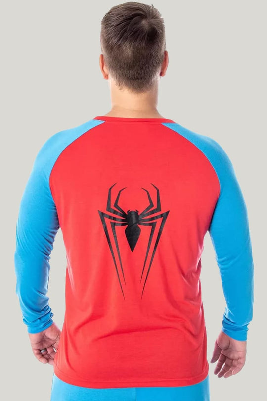 Men'S Spiderman Long-Sleeved Trousers Pajama Set, Comfortable And Breathable Men'S Bamboo Fiber Sleepwear Set