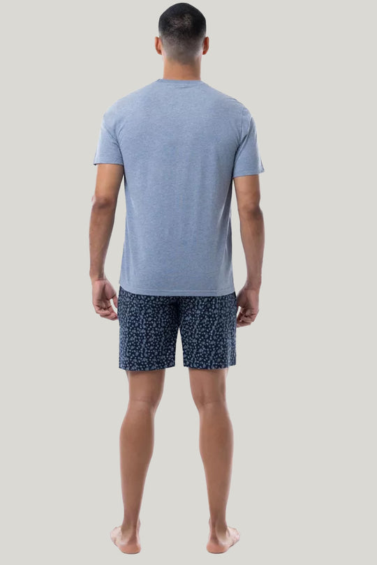 Men'S Short-Sleeved Shorts Round-Neck Pajama Set, Comfortable And Breathable Bamboo Fiber Sleepwear Set