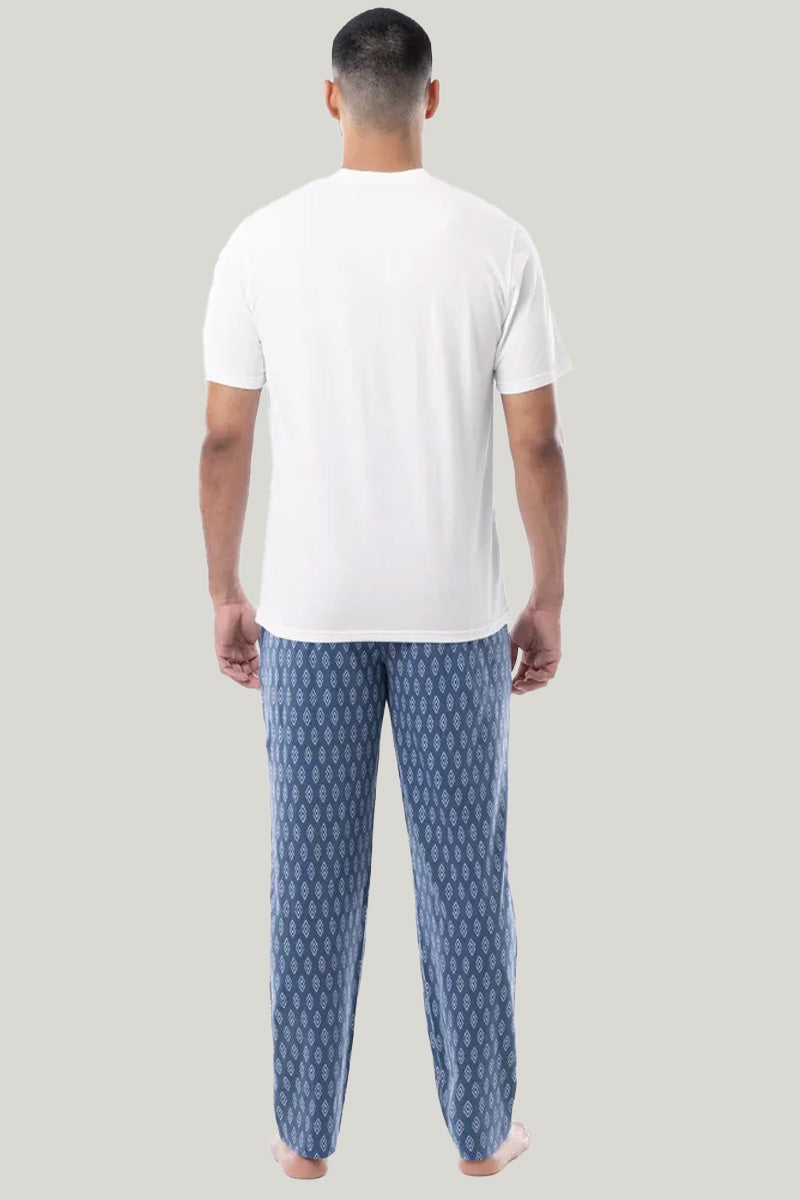 Men'S Short-Sleeved Trousers Pajama Set, Classic Men T-Shirt Sleepwear Set