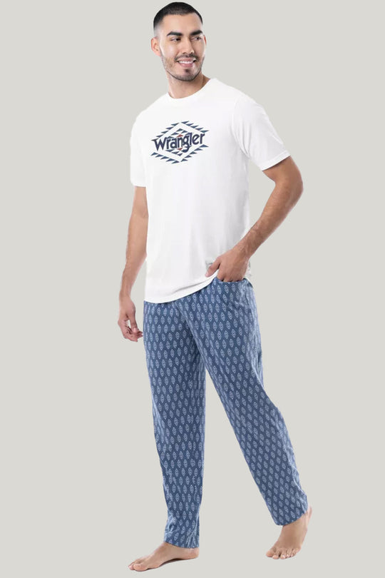 Men'S Short-Sleeved Trousers Pajama Set, Classic Men T-Shirt Sleepwear Set