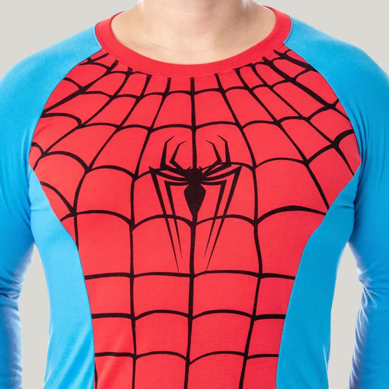 Men'S Spiderman Long-Sleeved Trousers Pajama Set, Comfortable And Breathable Men'S Bamboo Fiber Sleepwear Set