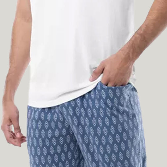Men'S Short-Sleeved Trousers Pajama Set, Classic Men T-Shirt Sleepwear Set