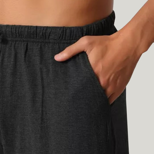 Round-Neck Striped Short-Sleeved Shorts Set, Classic Men'S Sleepwear Set