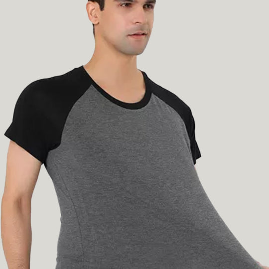 Men'S Short-Sleeved Shorts Round-Neck Pajama Set, Comfortable And Breathable Bamboo Fiber Sleepwear Set