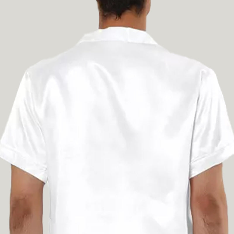 Men'S Short-Sleeved Shorts Satin Pajama Set, Classic Men'S Sleepwear Set