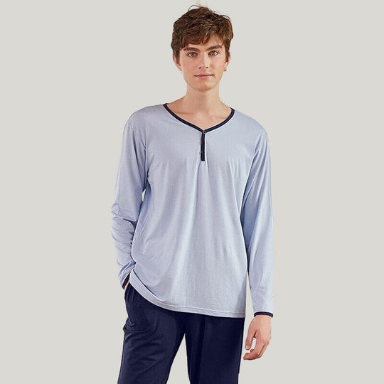 Soft And Breathable Men'S Lounge Tops Pajamas, V-Neck Bamboo Fiber Casual Nightshirts