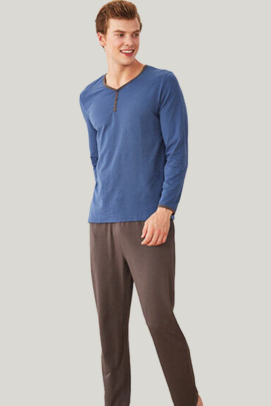 Soft And Breathable Men'S Lounge Tops Pajamas, V-Neck Bamboo Fiber Casual Nightshirts