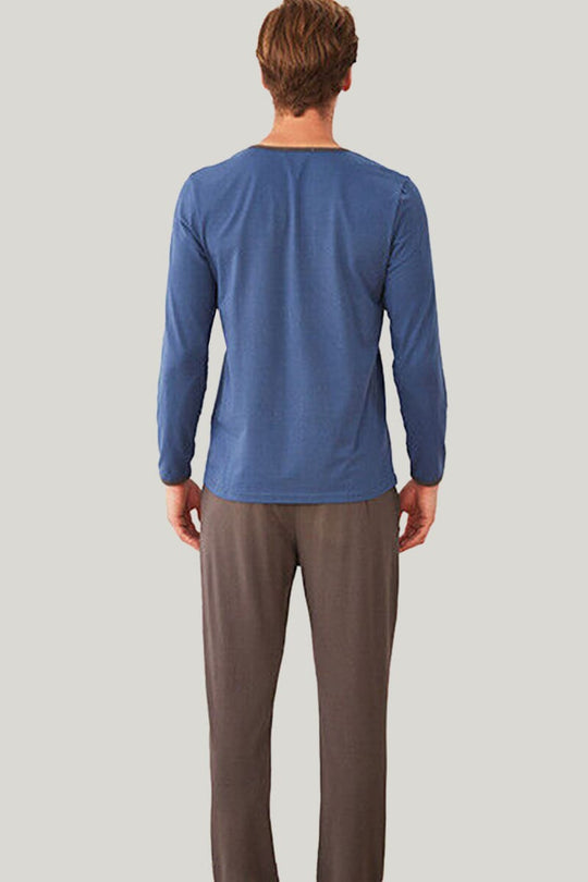 Soft And Breathable Men'S Lounge Tops Pajamas, V-Neck Bamboo Fiber Casual Nightshirts