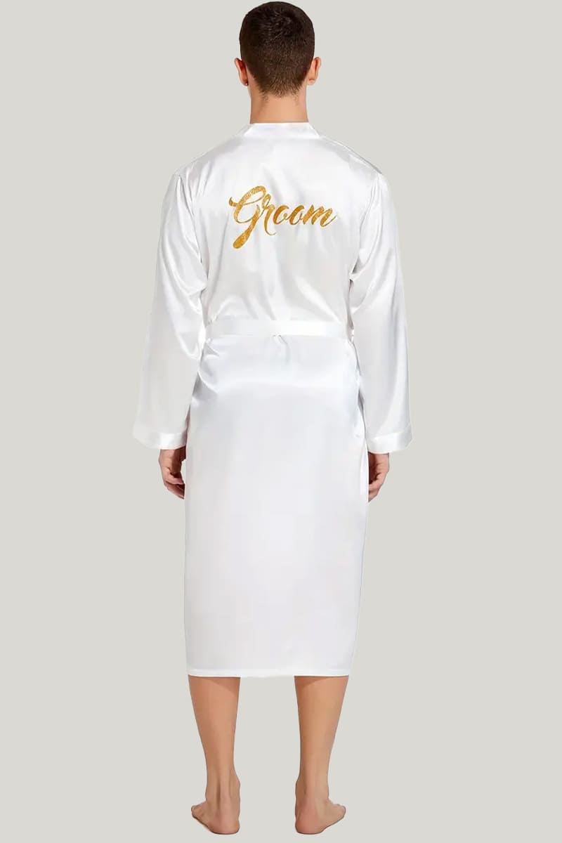 Classic Men'S Solid Robe Can Be Customized With Name And Logo, Suitable For Suitable For Spa, Bedroom, Hotel Bathrobe