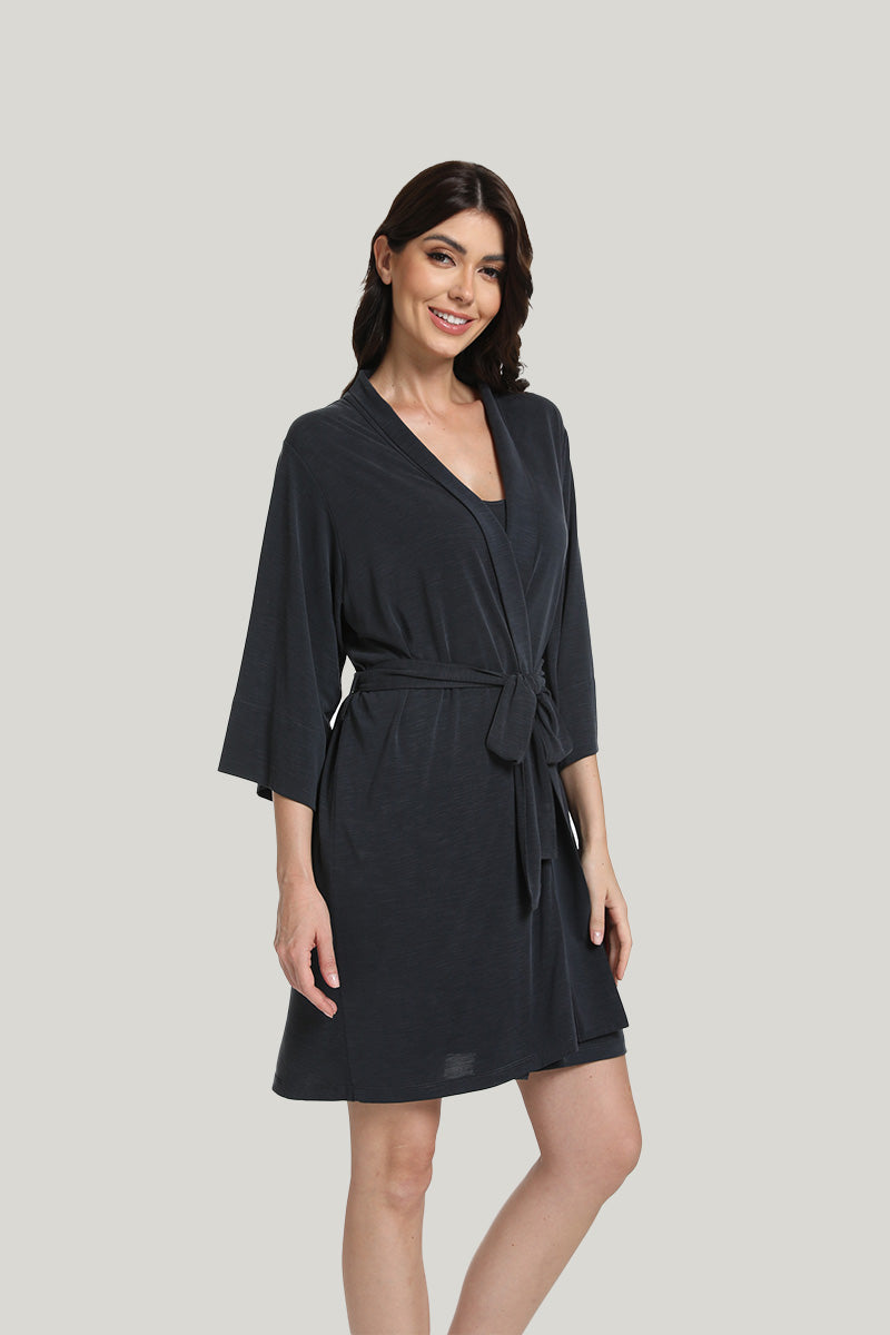 Tie Upscale Ladies Modal Long-sleeve Robe-2311290118