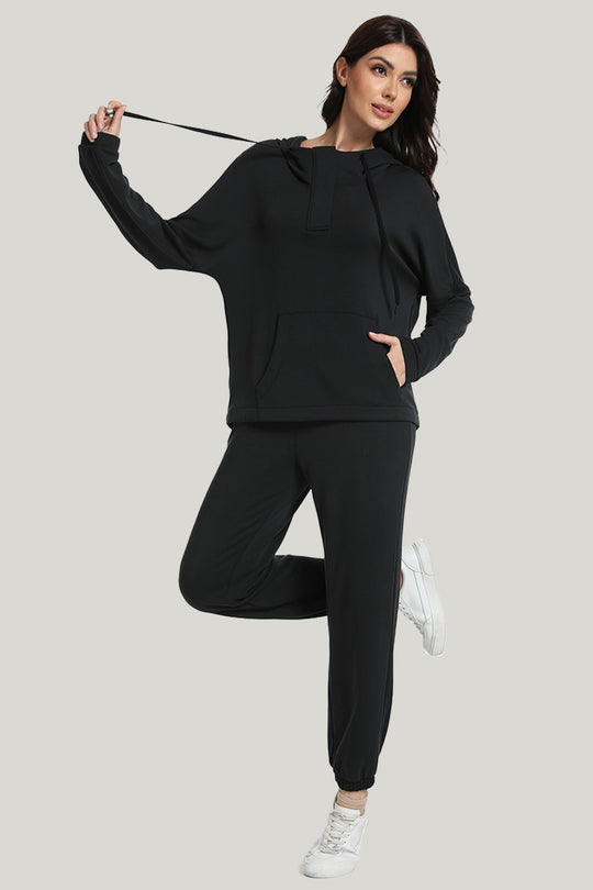 Jogging Casual Modal Women’s Knit Long-sleeve Long Pants Head Pajamas Set-2311740083