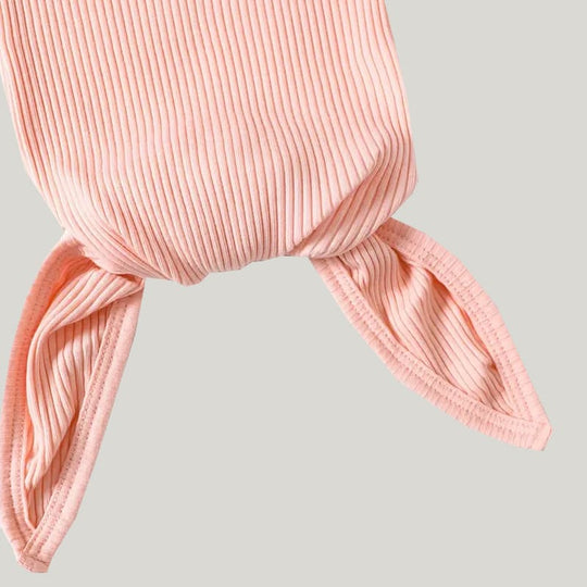 Newborn Solid Color Pure Cotton Newborn Knotted Gown Sleepwear Bag With Bean Hat