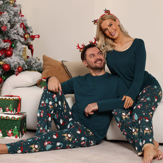 Private Label Bamboo Family Christmas Pajama Set-2411820086