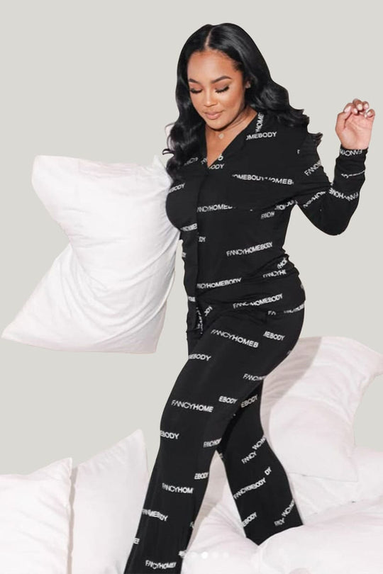Private Label Bamboo Women'S Pj Sets, Letter Print Pajamas Wholesale Factory