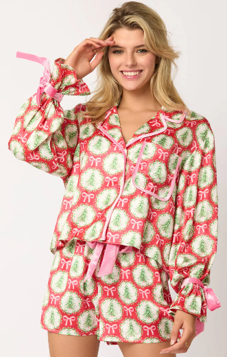 Private Label Bow Pajama Sets, Sweet Girls' Pajama Sets
