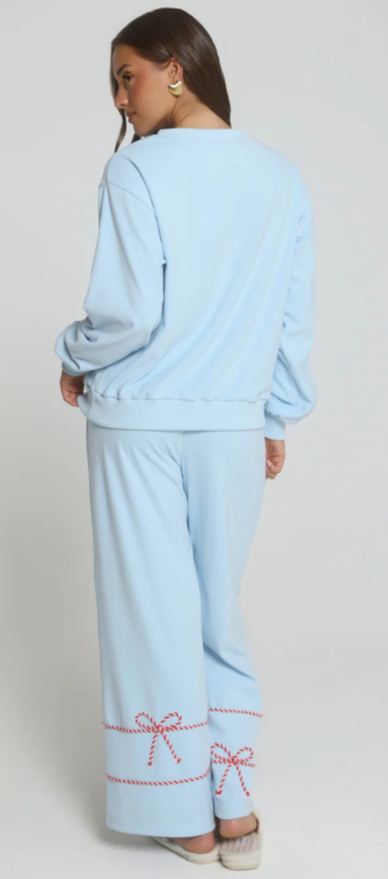 Private Label Christmas Bow Pajama Set, Relaxed Pajama Set Supplier