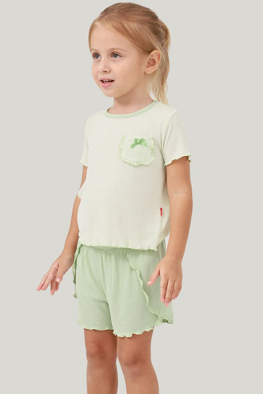 Private Label Kids Bamboo Ribbed Short Pyjamas Outfits-2416520345