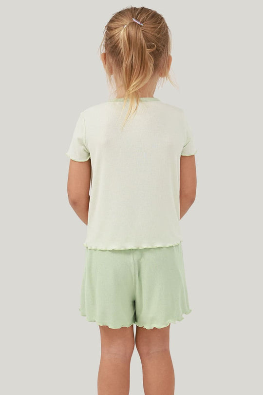 Private Label Kids Bamboo Ribbed Short Pyjamas Outfits-2416520345