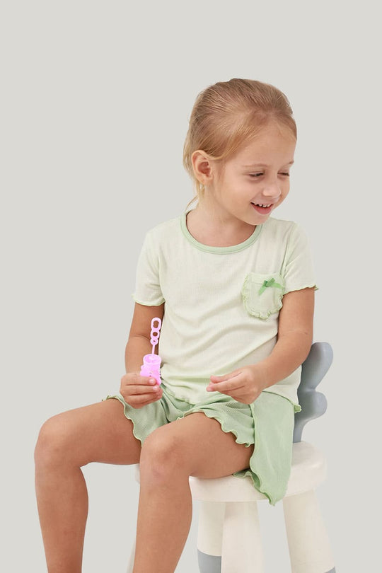 Private Label Kids Bamboo Ribbed Short Pyjamas Outfits-2416520345