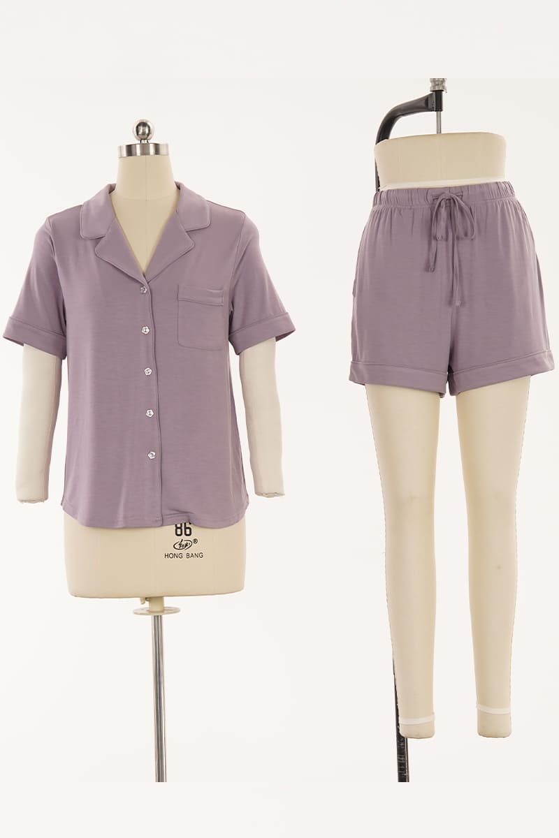 Private Label Modal Pajama & Shorts Set With Piping