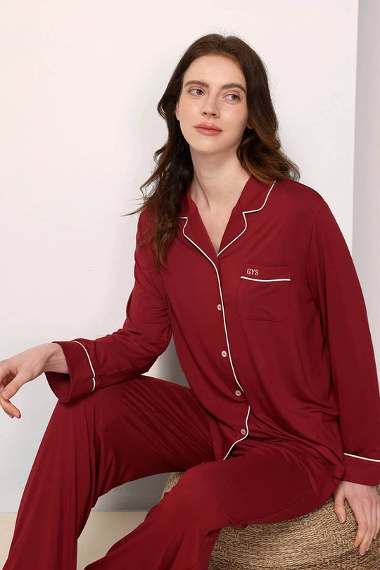 Private Label Piped Pj Sets,Bulk Lyocell Nighty Supplier