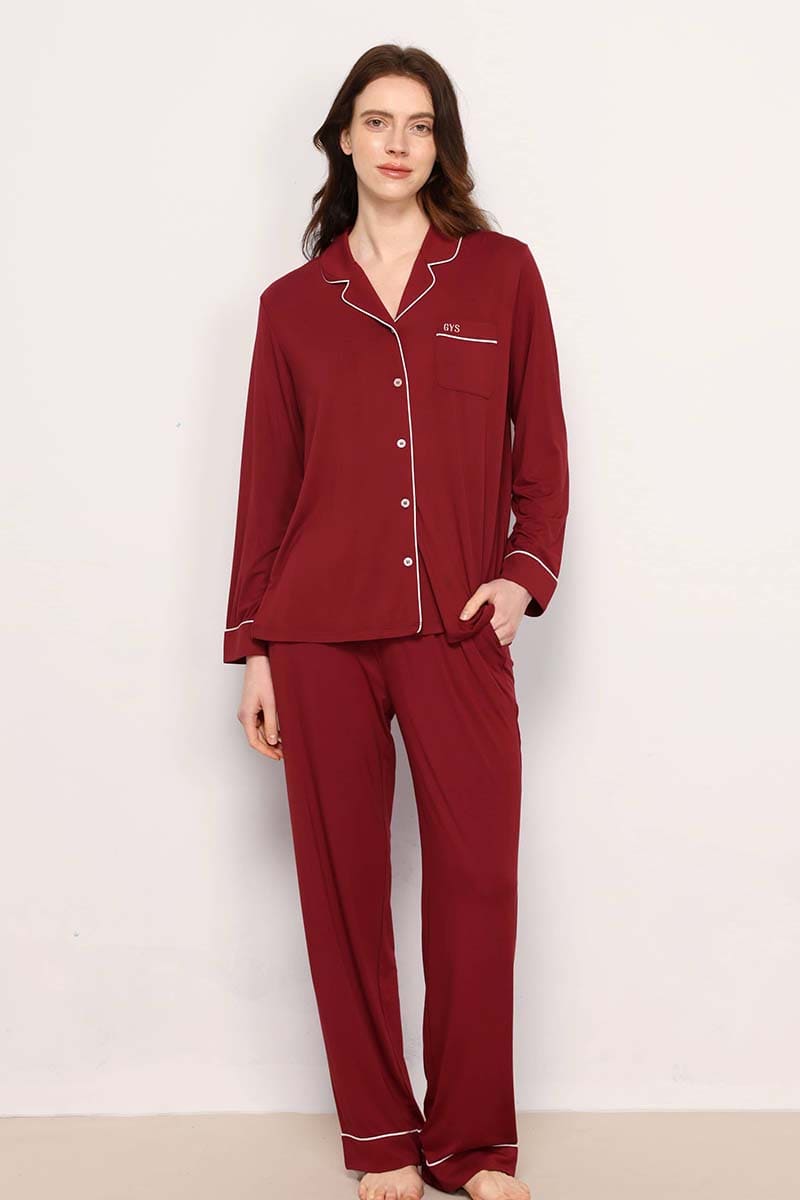 Private Label Piped Pj Sets,Bulk Lyocell Nighty Supplier