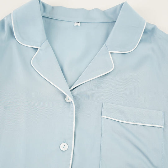 Private Label Ruffle Bamboo Satin Long-Sleeve Pajama Set Factory-2517190209