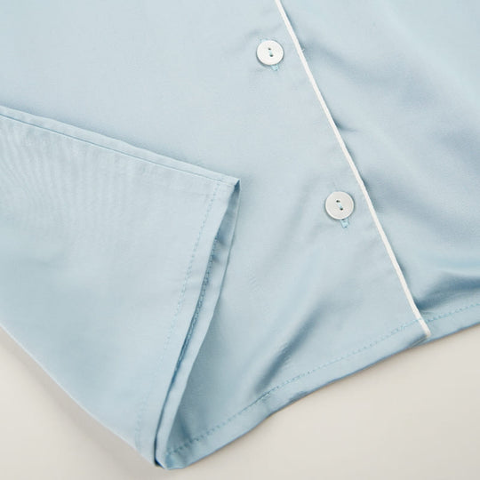 Private Label Ruffle Bamboo Satin Long-Sleeve Pajama Set Factory-2517190209