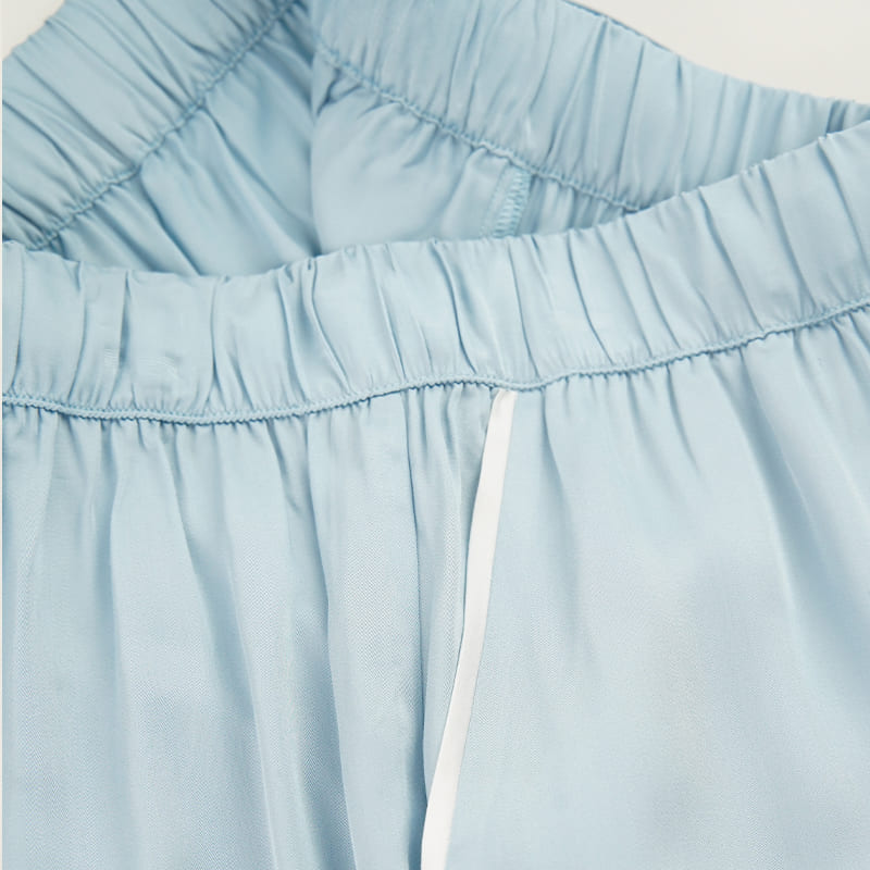 Private Label Ruffle Bamboo Satin Long-Sleeve Pajama Set Factory-2517190209