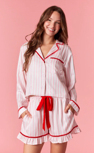 Private Label Striped Christmas Pajama Set, Girls&